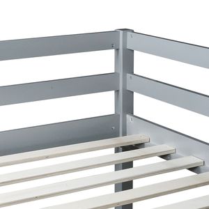 Cama Alta de Madera de Caucho Gris de Tamaño Completo con Escalera y Construcción Metálica Resistente - Product Image 4
