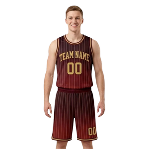 Ensemble de maillots de basket-ball à rayures personnalisées, uniforme d'équipe imprimable par sublimation, uniforme de sport respirant à séchage rapide, respectueux de l'environnement, 100% écologique - Product Image 1