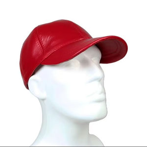 Casquette de baseball en cuir rouge réglable, chapeau carré en cuir pour hommes et femmes, sport, décontracté, extérieur - Product Image 1
