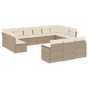 Ensemble de canapés de jardin en rotin beige avec structure en acier thermolaqué, mobilier d'extérieur contemporain, coussins 100 % polyester - Product Image 4