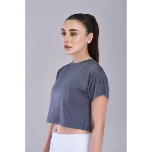 Compre Ahora Camiseta Corta Holgada para Mujer, Manga Corta, Estilo Casual, Ropa de Verano, Múltiples Colores y Tallas, Venta al Por Mayor OEM - Product Image 3
