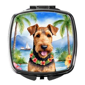Airedale Terrier Luau Compact Folding Handheld <b>Makeup</b> <b>Mirror</b> Portable Pocket Travel Decorative Gift <b>for</b> Women and Girls - Product Image 1