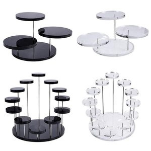 Support à gâteau rond en aluminium réutilisable, présentoir à cupcakes noir pour les célébrations de mariage, la décoration intérieure et les essentiels de pâtisserie - Product Image 4