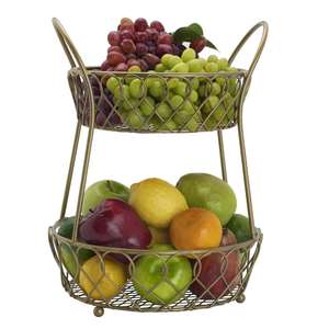Soporte para Frutas de Hierro de Buena Calidad, con Acabado en Polvo y Color, Diseño de 2 Niveles con Canastas, para Almacenamiento en Encimera - Product Image 2