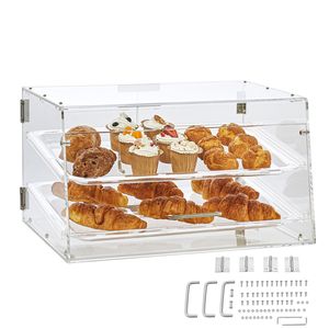 Vetrina Espositiva Commerciale a 2 Livelli per Pasticceria, Espositore in Acrilico con Accesso Posteriore e Accessori Rimovibili - Product Image 3
