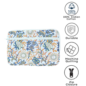 Eco Friendly Luxurious Jaipur Hand Block Printed Floral Quilted Cotton <b>Laptop</b> Sleeve Multi Pockets Skin Friendly for Office Use - Product Image 4
