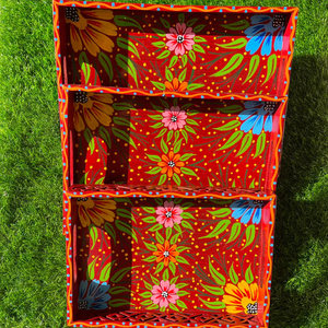 Ensemble de plateaux décoratifs en bois peints à la main, style art camion pakistanais rouge, artisanat traditionnel, décoration culturelle pour la maison - Product Image 4