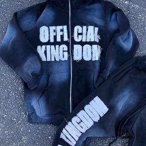 Hoodie brodé USA Distress à prix abordable, Hoodie streetwear personnalisé avec logo, Fournisseur de hoodies tendance - Product Image 3