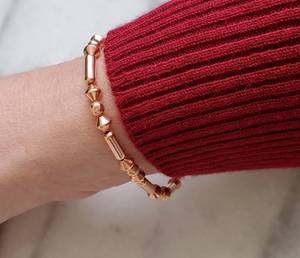 Belladec Elegant <b>Copper</b> Beaded Stretch <b>Bangle</b> Handmade Geometric Bead Minimalist Fashion Jewelry Gift Women's Classic Red <b>Copper</b> - Product Image 4