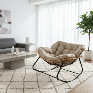 Fauteuil Papasan Royal Moderne Intérieur/Extérieur, Grand Fauteuil à Bascule en Forme d'Œuf, Chaise Longue en Rotin et Osier, Chaise de Jardin de Style Royal - Product Image 4