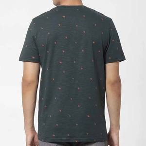 เสื้อยืดแขนสั้นสีเขียวเข้มสำหรับผู้ชาย คอกลม ทรงหลวม สวมใส่สบาย ผ้าฝ้ายเจอร์ซีย์ถัก 100% แห้งเร็ว ระบายอากาศได้ดี - Product Image 3