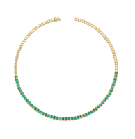 Collar de Eslabones de Tenis con Diamantes y Esmeralda de Lujo en Oro de 14K (Natural), Fabricante Internacional de Joyería al por Mayor y al por Menor OEM