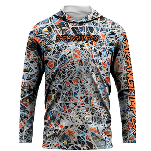 Sudadera con Capucha Personalizada para Pesca en Kayak, Manga Larga, Resistente a los Rayos UV, Transpirable, Camiseta Deportiva para Exteriores, Estampado Geométrico Morado, Secado Rápido, Anti UV - Product Image 5