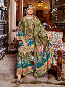 Traje pakistaní listo para usar, de seda crepé pura con estampado digital y trabajo de espejo original. Compre directamente del proveedor. - Product Image 5