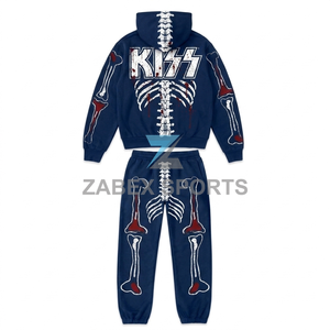 Conjunto Deportivo Personalizado OEM ODM para Hombre, Sudadera con Capucha y Pantalones Deportivos con Estampado de Esqueleto, Felpa de Algodón Premium - Product Image 2