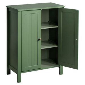 Meuble-lavabo double porte en MDF vert forêt 60*30*80cm peint à rayures verticales - Product Image 5