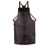 Apron Las Kulit Berkilau Desain Rapi Anti Percikan Api Bahan Kulit Sapi Split Gelap Dengan MOQ Rendah