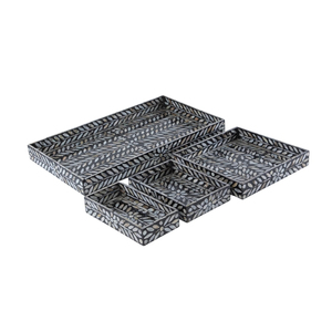 Juego de bandejas rectangulares nido de lujo vietnamitas con incrustaciones de nácar negro para el mercado mayorista de alta gama - Product Image 1