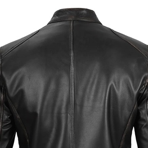 Blouson Bomber Homme en Cuir de Vachette Véritable OEM Personnalisé, Noir Classique, Pleine Fleur, Vêtement d'extérieur Décontracté, Blouson Moto Biker avec Doublure en Laine - Product Image 5