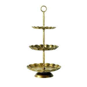 Durable Iron Metal Antique Finish 3 Tier Cupcake <b>Stand</b> Center Rod Ring Handle Fluted Dessert Display Tray Server for <b>Tea</b> Parties - Product Image 1