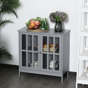 Multifunctional <b>Sideboard</b> Buffet 2-Door <b>Storage</b> Credenza in Gray for Kitchen & Living Room - Product Image 6