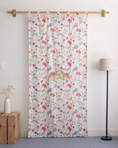 Rideau en coton imprimé à la main traditionnel, motif floral multicolore, rideaux légers en coton - Product Image 5