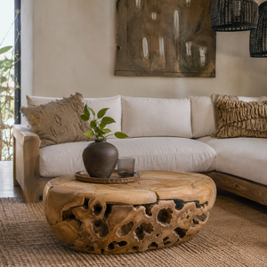 ARTERRA Premium Organic Teak Root Mosaic Eco-Friendly Handmade <b>Coffee</b> <b>Table</b> Oval Shape Accent <b>Table</b> Resort Lobby Living Room - Product Image 5