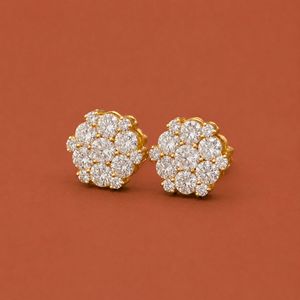 ต่างหูมอสซาไนต์ทรงกลมลายดอกไม้ S925 ดีไซน์แบบจัดเรียงเป็นกลุ่ม - Product Image 6