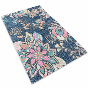 Tapis en jute vintage à motif floral, tapis décoratif au look naturel pour la maison, le salon, la chambre à coucher - Product Image 2