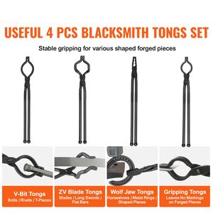 Set di 4 Pinze in Acciaio al Carbonio (18FT) per Fabbri, Pinze a V, Pinze a Becco di Lupo, Pinze a Z, Pinze a V-Bit, Pinze di Presa - Product Image 1