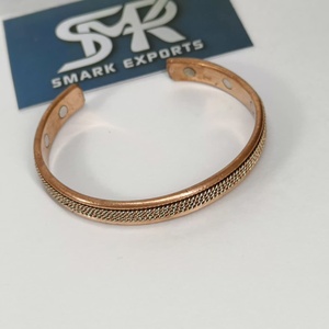 Elegant Metal Craft Magnetic Copper Cuff <b>Bangle</b> Fine Braided Mesh Chain Design Adjustable Open Bracelet Handmade Lightweight - Product Image 6