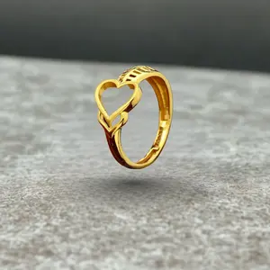 Bague en or en forme de cœur élégante et légère 22K, idéale pour le port quotidien, les couples et les cadeaux d'anniversaire pour femmes - Product Image 2
