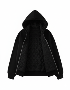 Sudadera con Capucha Negra Lisa Unisex de Alta Calidad, con Cierre Completo, Forro Polar Grueso y Cálido, Estilo Casual Urbano, OEM 100% Algodón, Invierno - Product Image 4