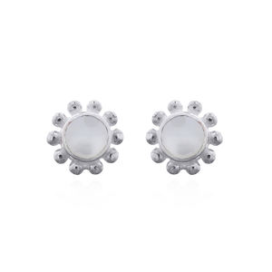 Radiant Sterling <b>Silver</b> Bali Flower MOP <b>Stud</b> <b>Earrings</b> - Product Image 1