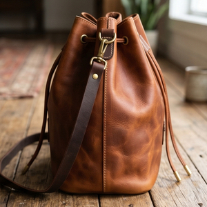 Unisex Genuine Leather <b>Drawstring</b> <b>Backpack</b> Vintage Style Durable Daily Use Sports Leather <b>Drawstring</b> Bags Shoe <b>Backpack</b> Unisex - Product Image 2