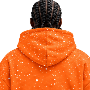 Sudadera con Capucha para Hombre, Estampado de Puntos Blancos y Naranjas, Felpa Gruesa, con Cordón Ajustable, Bolsillo Canguro, Estilo Casual Urbano - Product Image 4