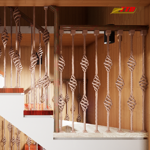 Rampe d'escalier en fer forgé de qualité supérieure avec motif décoratif en volutes pour projets d'escaliers de luxe et villas - Product Image 2