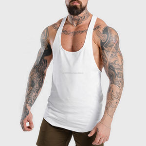 Custom Wholesale Fitness Sports Workout Gym Clothing Tank <b>Top</b> Bodybuilding Stringer <b>Vest</b> Custom Cotton Gym Men Running Singlet - Product Image 5