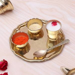 Juego de Thali de Metal Art Deco para Pooja, para Bodas y Celebraciones de Diwali - Product Image 1