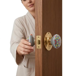 Poignée de porte en céramique traditionnelle avec insert en porcelaine, design moderne, pour armoire de chambre, tiroir, penderie, écologique et durable - Product Image 2
