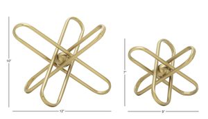 Juego de 2 esculturas de orbe de metal dorado modernas hechas a mano, adorno decorativo de mesa, decoración contemporánea abstracta para el hogar. - Product Image 6