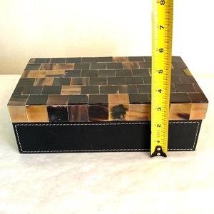 Nueva Caja Rectangular Rústica de Cuerno de Búfalo de ILAHI, Pulida, Ecológica, para Almacenamiento de Joyas, con Interior Suave para Artículos Delicados, Uttar - Product Image 6