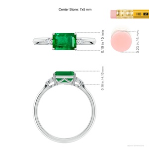 Anillo de Compromiso de Oro Sólido de 14K con Esmeralda Verde Corte Esmeralda de 7x5mm, Estilo Oeste-Oriente, para Mujer, Anillos de Boda de Oro Real de 14K y 18K Au750 - Product Image 3