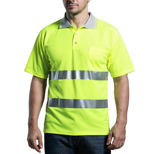 High Visibility Safety Polo Shirt Breathable Quick Dry Workwear Reflective <b>Strip</b> Construction Worker Safety Shirts with Pocket - Product Image 3