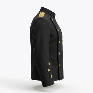 Chaqueta Escocesa Negra de Doble Botonadura para Hombre, Cuello Alto, Botones Dorados, Epaulettes, Abrigo Formal Estilo Kilt Montrose - Product Image 2