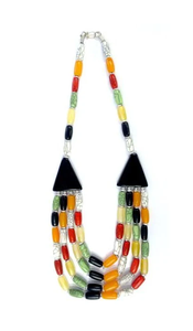 Conjunto de Joyería Clásico con Collar de Cuentas de Resina y Pendientes a Juego, Diseño de Cubo Naranja, Accesorio de Moda para Mujer - Product Image 2