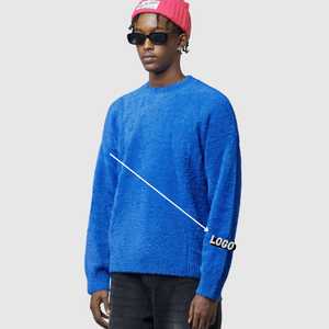 Pull en maille moelleuse à col montant pour l'hiver, vente en gros |   Pull en mohair brossé pour homme |   Tricots vintage personnalisés OEM/ODM - Product Image 1