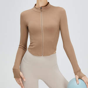 Lightweight Full Zip Running Track <b>Jacket</b> <b>Workout</b> Slim Fit Yoga Sportwear with Thumb Holes - Product Image 5