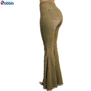 Nuevos Jeans de Mujer Talla Grande, Diseño Casual Moderno, Alta Calidad, Estilo Urbano, con Cuentas, Ajustados, Elásticos y Acampanados - Product Image 2