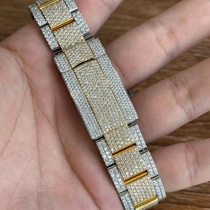 นาฬิกาฮิปฮอปหรูหราสองสีประดับเพชรโมอิสซาไนต์ VVS หน้าปัดแบบอารบิก ตัวเรือนสแตนเลสสตีล ระบบควอตซ์ ETA สำหรับผู้ชาย - Product Image 4